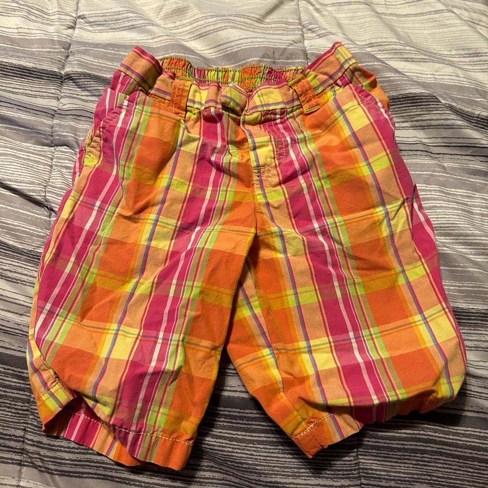 Carter's Vibrant Plaid Kids Shorts - Pink, Orange, Green